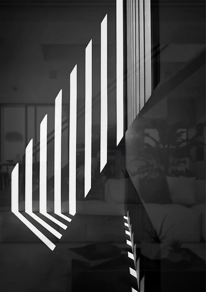 Architecturaal Lichtstrepen Schaduw Abstracte Zwart Wit Muur Schilderij