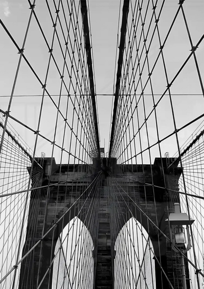 Brooklyn Bridge Kabel Brücke Turm Schwarz Weiß Fotografie Gemälde