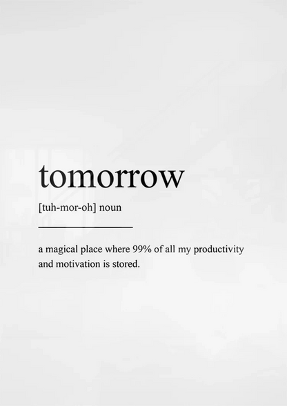 Morgen Definition Typografie Schwarz Weiß Minimalistisch Text Gemälde