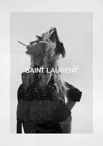 Saint Laurent Elegante Frauen Mode Schwarz-Weiß-Fotografie Gemälde