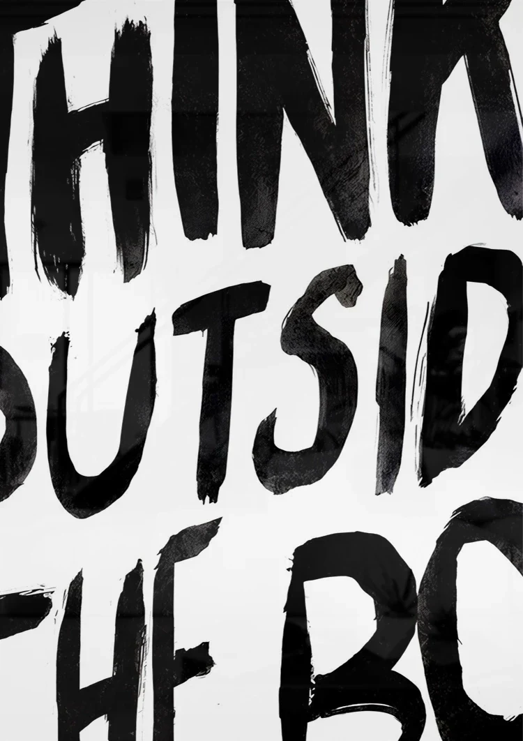 Think Outside The Box Zwarte Letters Wit Typografie Motivatie Schilderij