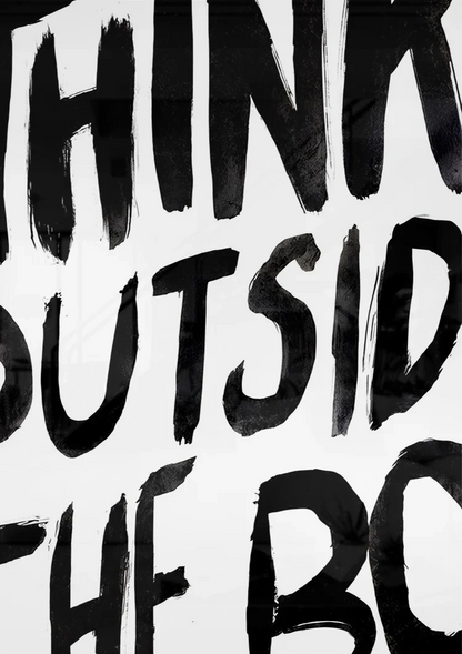 Think Outside The Box Zwarte Letters Wit Typografie Motivatie Schilderij
