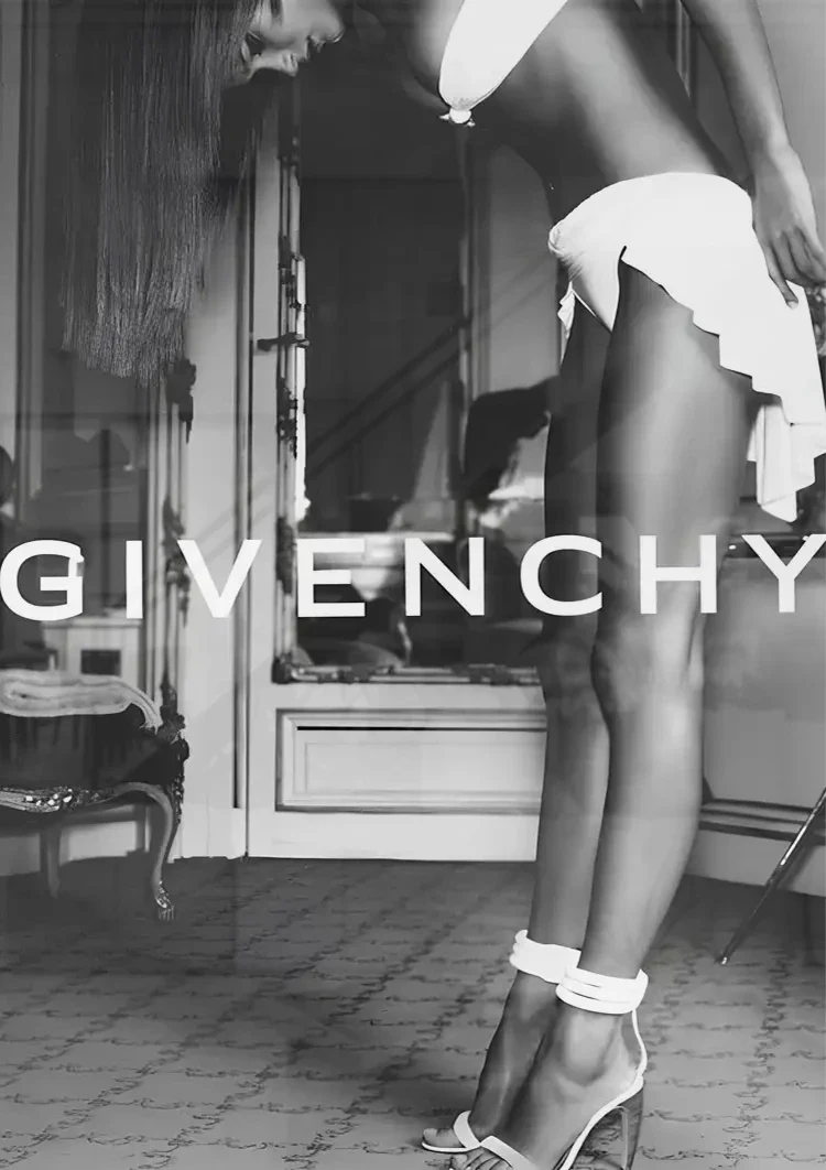 Givenchy Fashion Woman White Outfit Heels Black White Painting