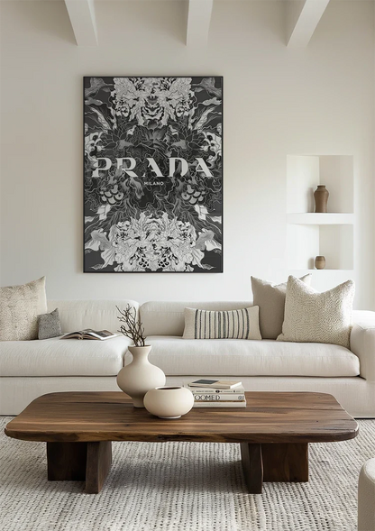 Black and White Floral Ornament Luxury Mockup Decorative Painting