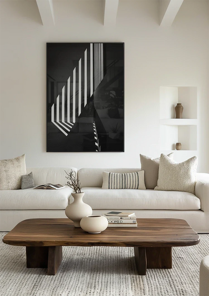 Architecturaal Lichtstrepen Schaduw Abstracte Zwart Wit Muur Schilderij