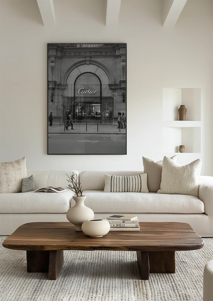 Cartier Store Fassade Fußgänger Luxus Schwarz-Weiß-Fotografie Gemälde