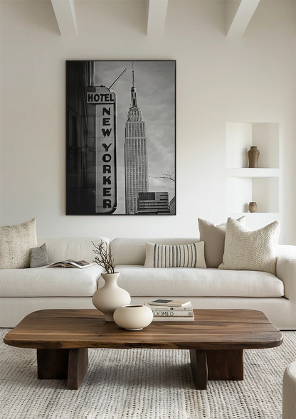 Empire State Building Hotel New Yorker New York Schwarz-Weiß-Fotografie Gemälde