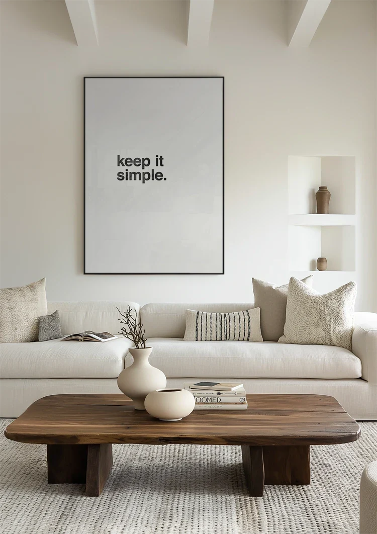 Keep It Simple Minimalistisch Typografie Zwart Wit Schilderij