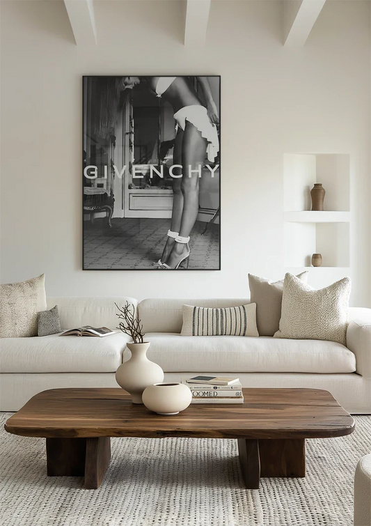 Givenchy Mode Vrouw Witte Outfit Hakken Zwart Wit Canvas Schilderij